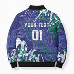Personalized New Zealand Warriors Rugby Bomber Puffer Jacket Urban Street Graffiti Style - Distressed Splatter Elements