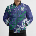 Personalized New Zealand Warriors Rugby Bomber Puffer Jacket Urban Street Graffiti Style - Distressed Splatter Elements