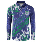 Personalized New Zealand Warriors Rugby Button Sweatshirt Urban Street Graffiti Style - Distressed Splatter Elements