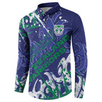 Personalized New Zealand Warriors Rugby Button Sweatshirt Urban Street Graffiti Style - Distressed Splatter Elements