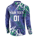 Personalized New Zealand Warriors Rugby Button Sweatshirt Urban Street Graffiti Style - Distressed Splatter Elements