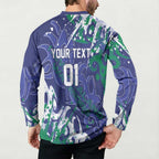 Personalized New Zealand Warriors Rugby Button Sweatshirt Urban Street Graffiti Style - Distressed Splatter Elements