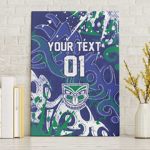 Personalized New Zealand Warriors Rugby Canvas Wall Art Urban Street Graffiti Style - Distressed Splatter Elements