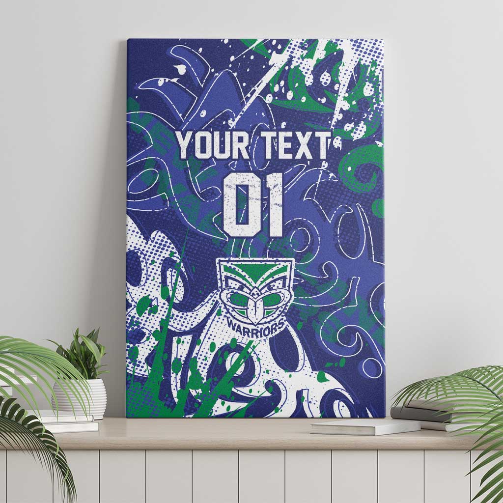 Personalized New Zealand Warriors Rugby Canvas Wall Art Urban Street Graffiti Style - Distressed Splatter Elements