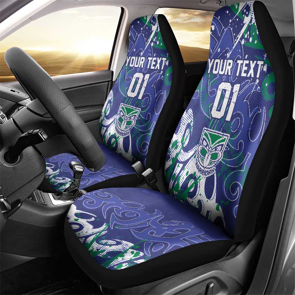 Personalized New Zealand Warriors Rugby Car Seat Cover Urban Street Graffiti Style - Distressed Splatter Elements