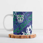 Personalized New Zealand Warriors Rugby Ceramic Mug Urban Street Graffiti Style - Distressed Splatter Elements