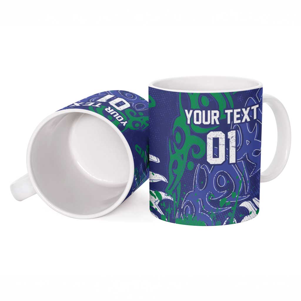 Personalized New Zealand Warriors Rugby Ceramic Mug Urban Street Graffiti Style - Distressed Splatter Elements