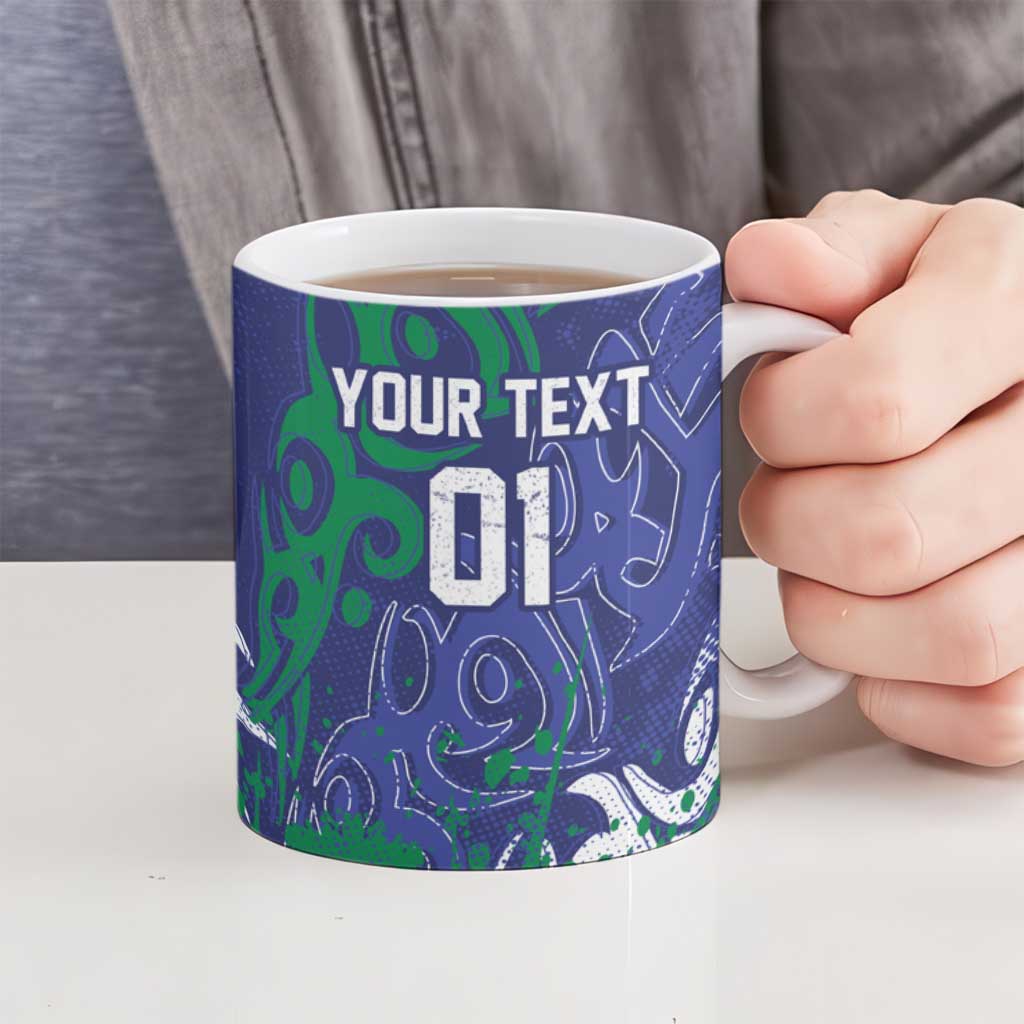 Personalized New Zealand Warriors Rugby Ceramic Mug Urban Street Graffiti Style - Distressed Splatter Elements