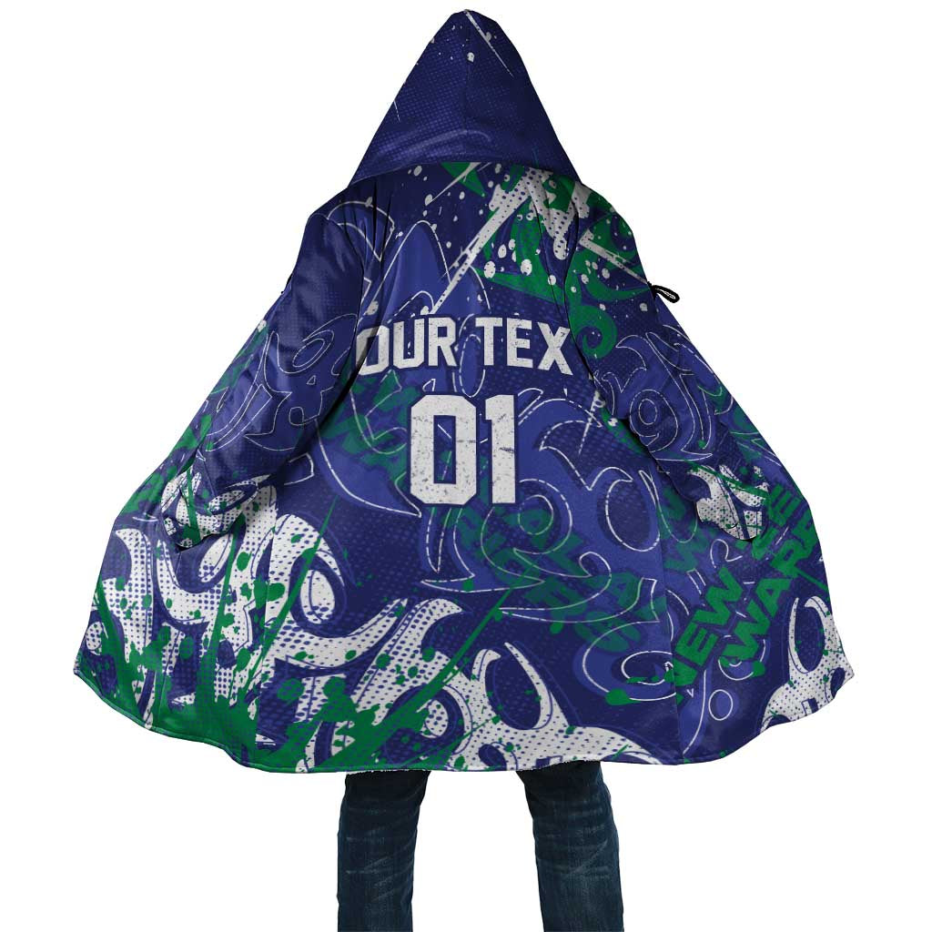 Personalized New Zealand Warriors Rugby Cloak Urban Street Graffiti Style - Distressed Splatter Elements