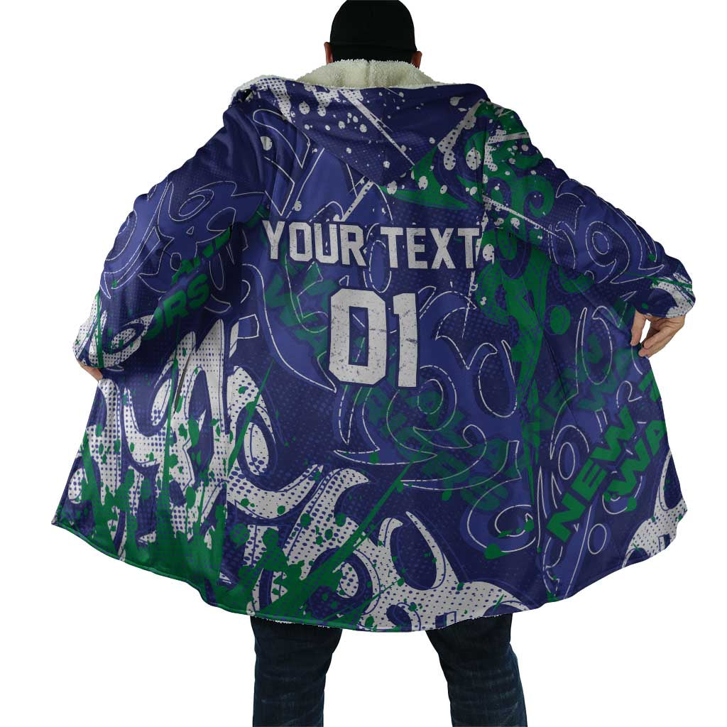 Personalized New Zealand Warriors Rugby Cloak Urban Street Graffiti Style - Distressed Splatter Elements