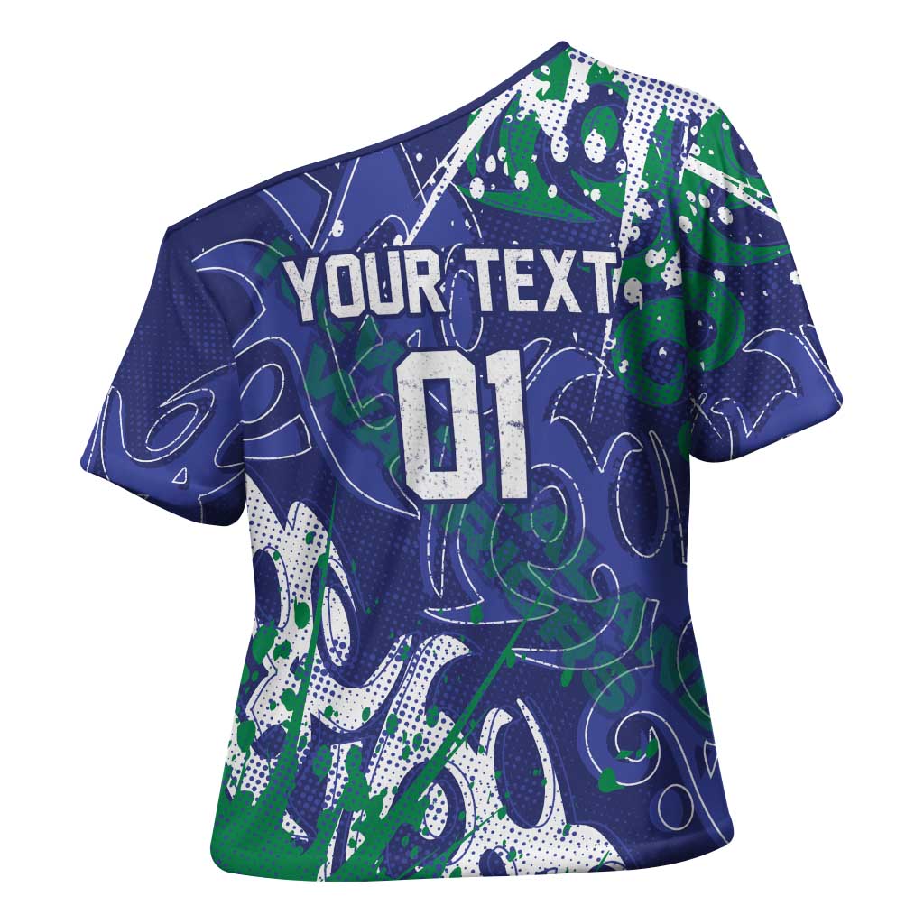 Personalized New Zealand Warriors Rugby Cross Shoulder Shirt Urban Street Graffiti Style - Distressed Splatter Elements