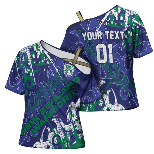 Personalized New Zealand Warriors Rugby Cross Shoulder Shirt Urban Street Graffiti Style - Distressed Splatter Elements