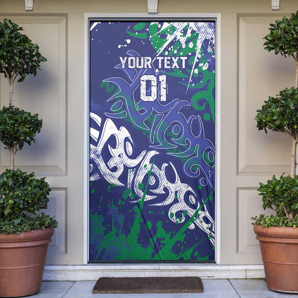 Personalized New Zealand Warriors Rugby Door Cover Urban Street Graffiti Style - Distressed Splatter Elements