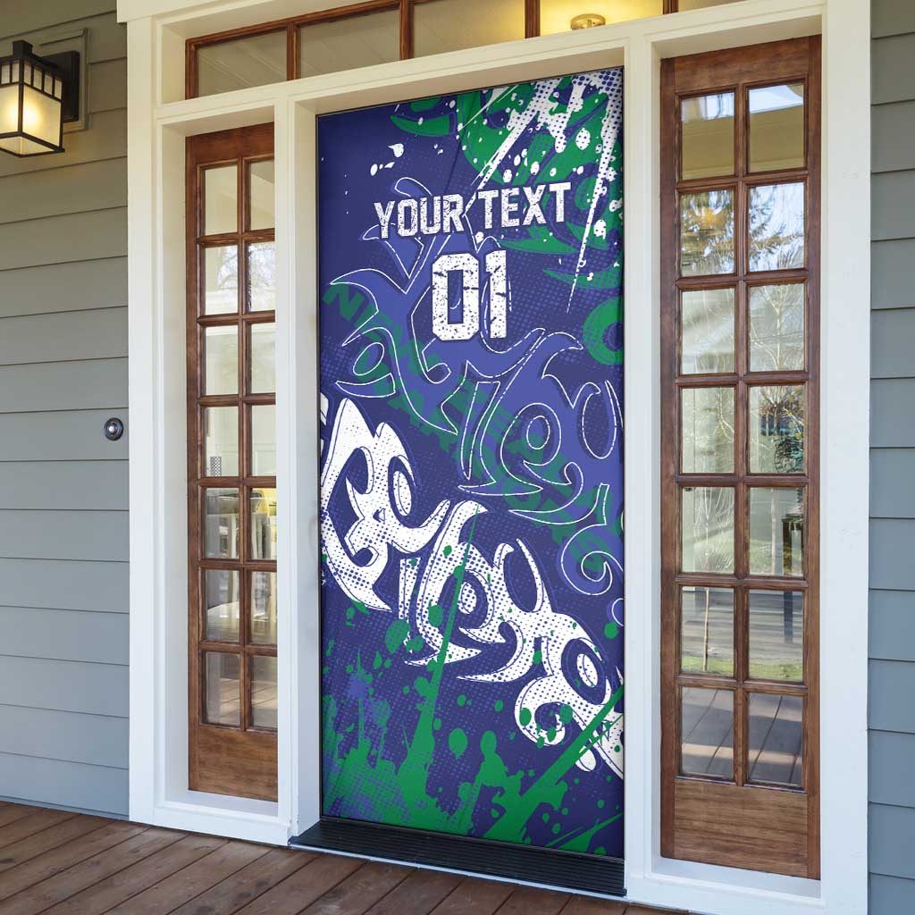 Personalized New Zealand Warriors Rugby Door Cover Urban Street Graffiti Style - Distressed Splatter Elements