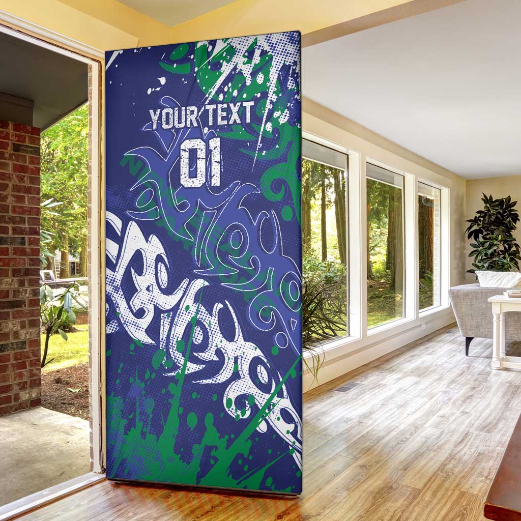 Personalized New Zealand Warriors Rugby Door Cover Urban Street Graffiti Style - Distressed Splatter Elements