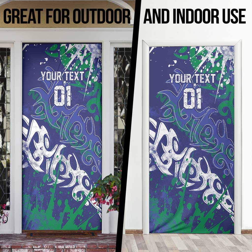 Personalized New Zealand Warriors Rugby Door Cover Urban Street Graffiti Style - Distressed Splatter Elements