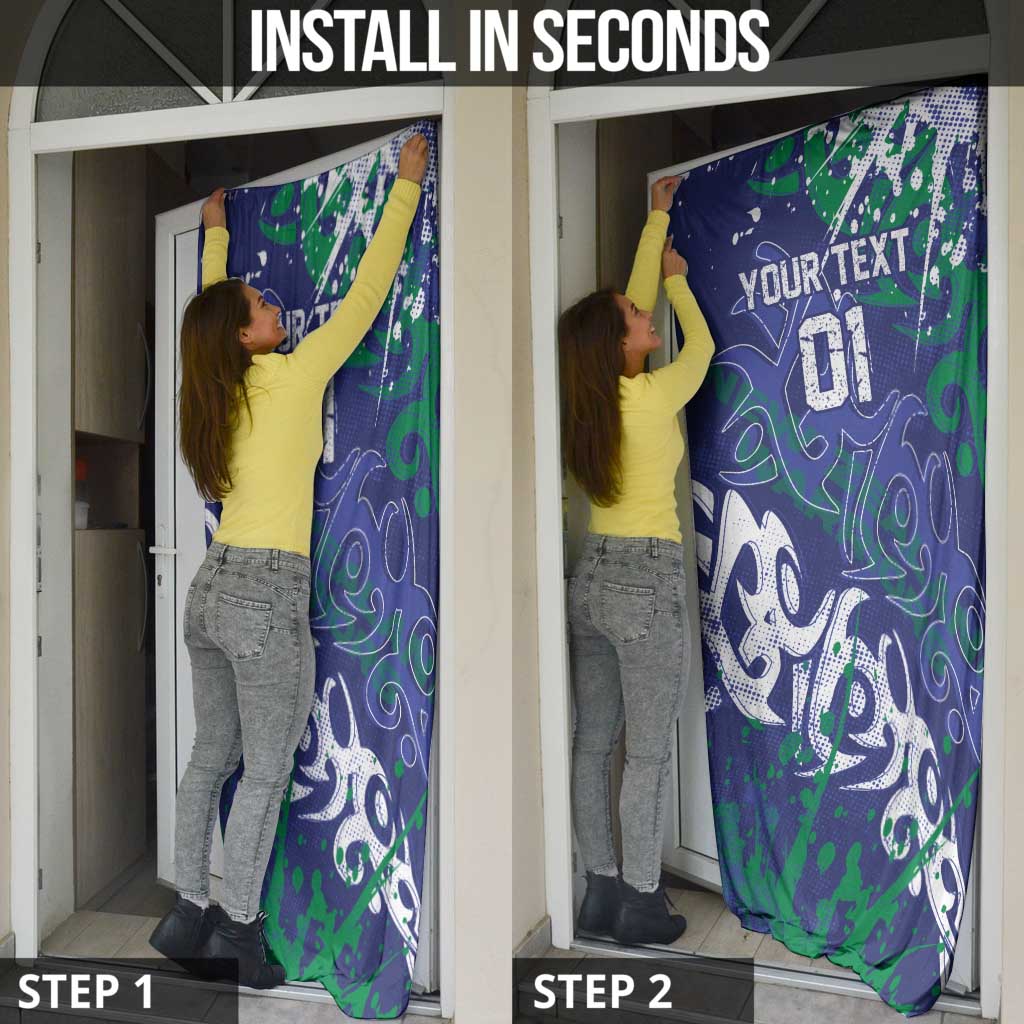 Personalized New Zealand Warriors Rugby Door Cover Urban Street Graffiti Style - Distressed Splatter Elements