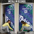 Personalized New Zealand Warriors Rugby Door Cover Urban Street Graffiti Style - Distressed Splatter Elements