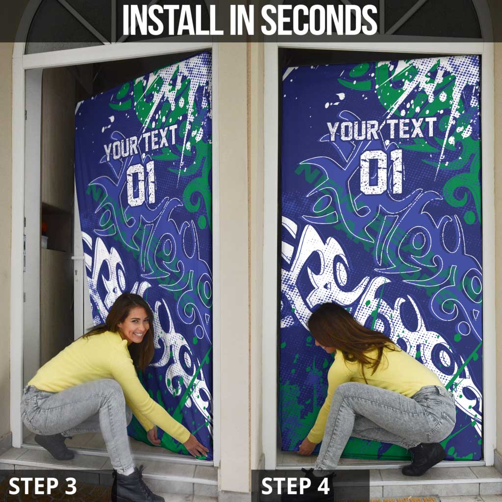 Personalized New Zealand Warriors Rugby Door Cover Urban Street Graffiti Style - Distressed Splatter Elements