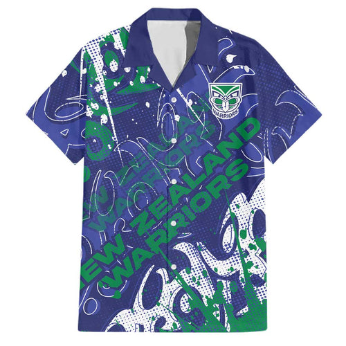 Personalized New Zealand Warriors Rugby Family Matching Long Sleeve Bodycon Dress and Hawaiian Shirt Urban Street Graffiti Style - Distressed Splatter Elements