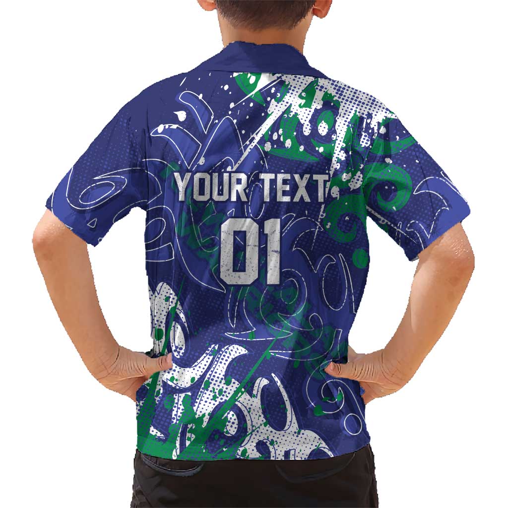 Personalized New Zealand Warriors Rugby Family Matching Mermaid Dress and Hawaiian Shirt Urban Street Graffiti Style - Distressed Splatter Elements