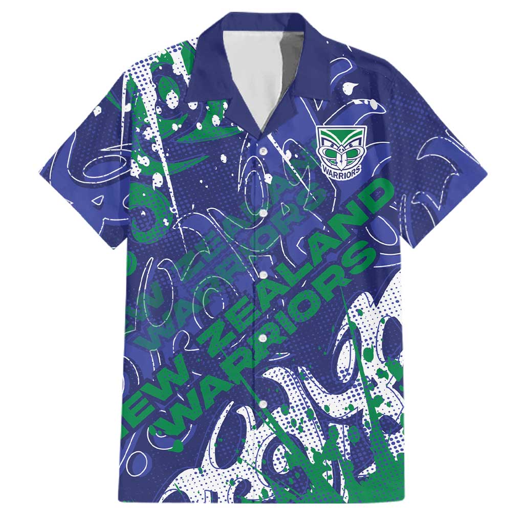 Personalized New Zealand Warriors Rugby Family Matching Mermaid Dress and Hawaiian Shirt Urban Street Graffiti Style - Distressed Splatter Elements