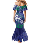 Personalized New Zealand Warriors Rugby Family Matching Mermaid Dress and Hawaiian Shirt Urban Street Graffiti Style - Distressed Splatter Elements