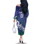 Personalized New Zealand Warriors Rugby Family Matching Off The Shoulder Long Sleeve Dress and Hawaiian Shirt Urban Street Graffiti Style - Distressed Splatter Elements