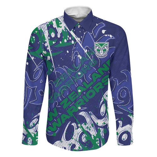Personalized New Zealand Warriors Rugby Family Matching Short Sleeve Bodycon Dress and Hawaiian Shirt Urban Street Graffiti Style - Distressed Splatter Elements