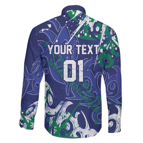 Personalized New Zealand Warriors Rugby Family Matching Short Sleeve Bodycon Dress and Hawaiian Shirt Urban Street Graffiti Style - Distressed Splatter Elements