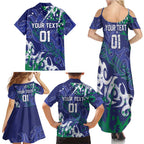 Personalized New Zealand Warriors Rugby Family Matching Summer Maxi Dress and Hawaiian Shirt Urban Street Graffiti Style - Distressed Splatter Elements