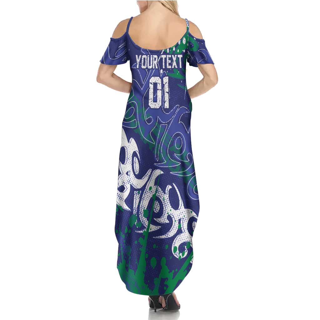 Personalized New Zealand Warriors Rugby Family Matching Summer Maxi Dress and Hawaiian Shirt Urban Street Graffiti Style - Distressed Splatter Elements