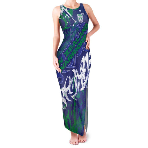 Personalized New Zealand Warriors Rugby Family Matching Tank Maxi Dress and Hawaiian Shirt Urban Street Graffiti Style - Distressed Splatter Elements