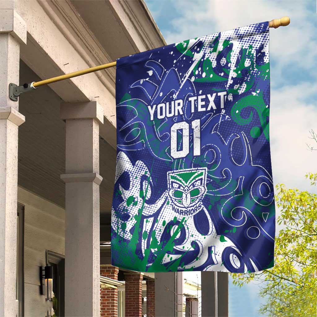 Personalized New Zealand Warriors Rugby Garden Flag Urban Street Graffiti Style - Distressed Splatter Elements