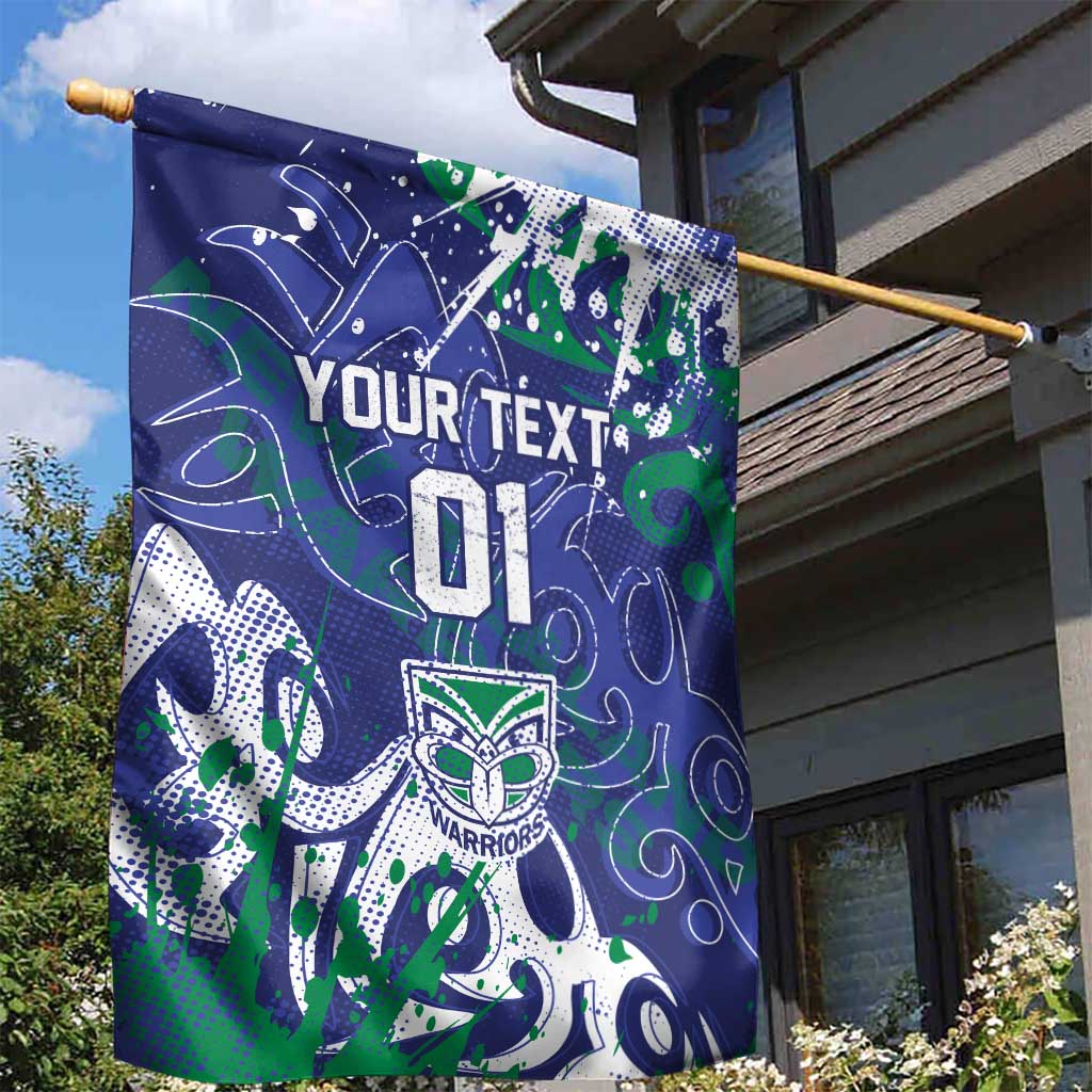Personalized New Zealand Warriors Rugby Garden Flag Urban Street Graffiti Style - Distressed Splatter Elements