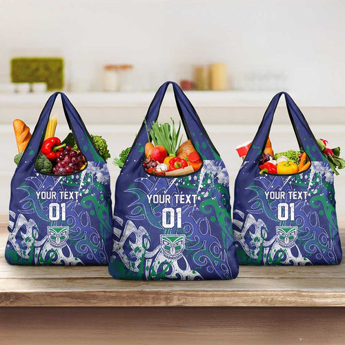 Personalized New Zealand Warriors Rugby Grocery Bag Urban Street Graffiti Style - Distressed Splatter Elements