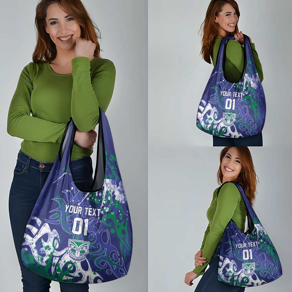 Personalized New Zealand Warriors Rugby Grocery Bag Urban Street Graffiti Style - Distressed Splatter Elements