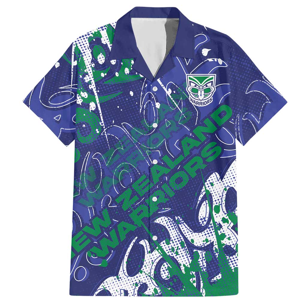 Personalized New Zealand Warriors Rugby Hawaiian Shirt Urban Street Graffiti Style - Distressed Splatter Elements