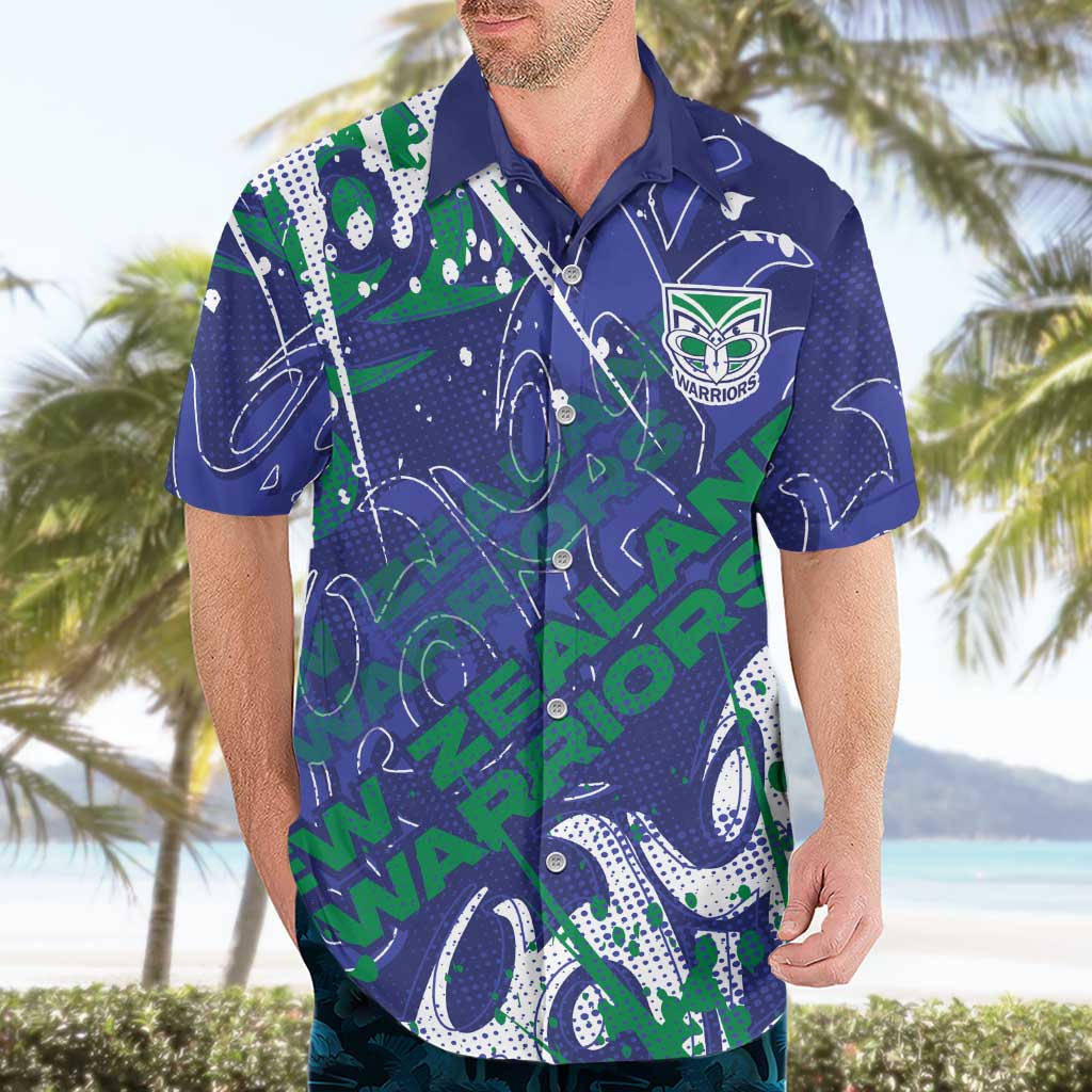 Personalized New Zealand Warriors Rugby Hawaiian Shirt Urban Street Graffiti Style - Distressed Splatter Elements
