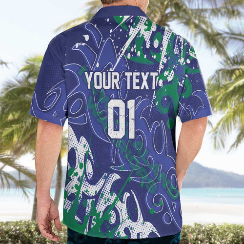 Personalized New Zealand Warriors Rugby Hawaiian Shirt Urban Street Graffiti Style - Distressed Splatter Elements