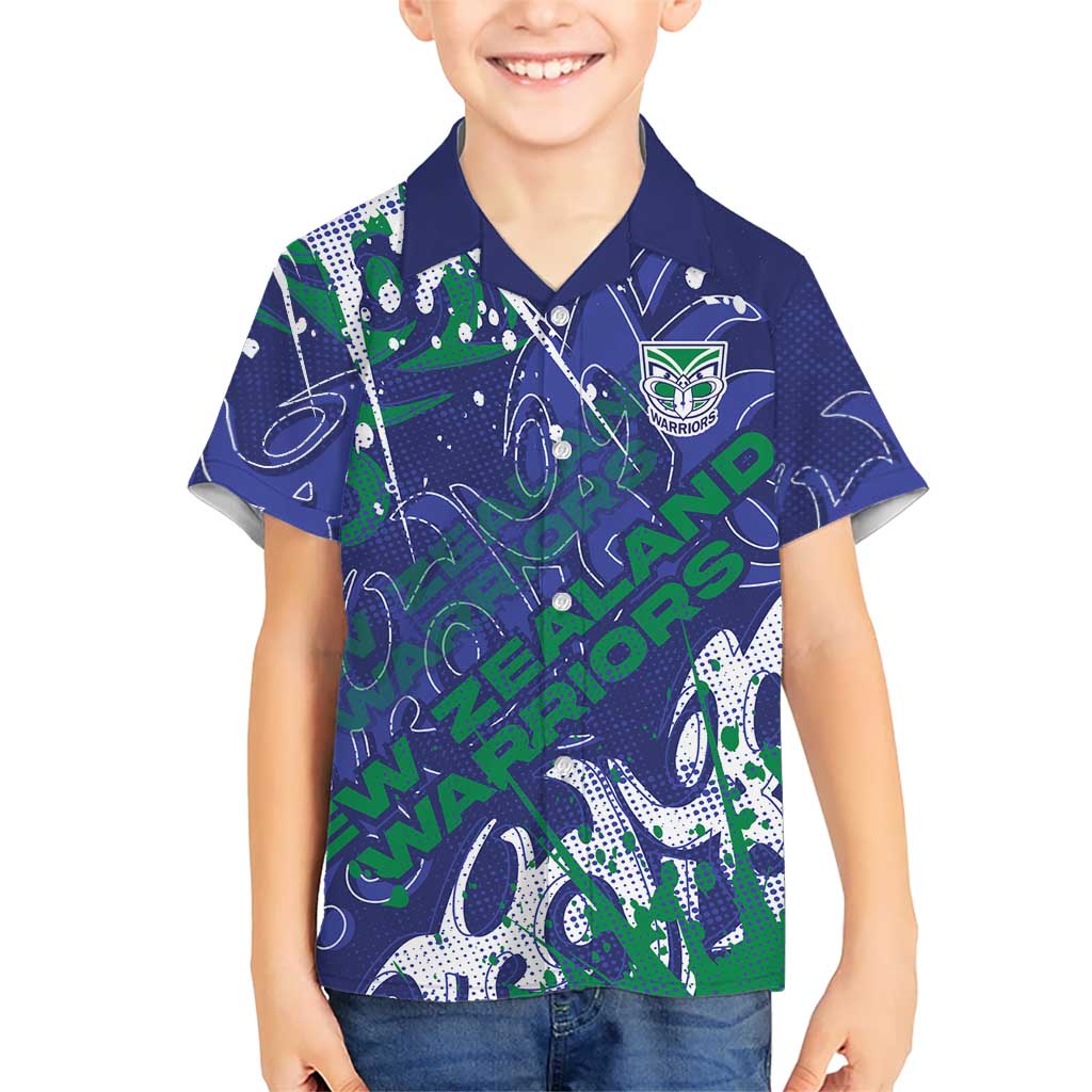 Personalized New Zealand Warriors Rugby Hawaiian Shirt Urban Street Graffiti Style - Distressed Splatter Elements