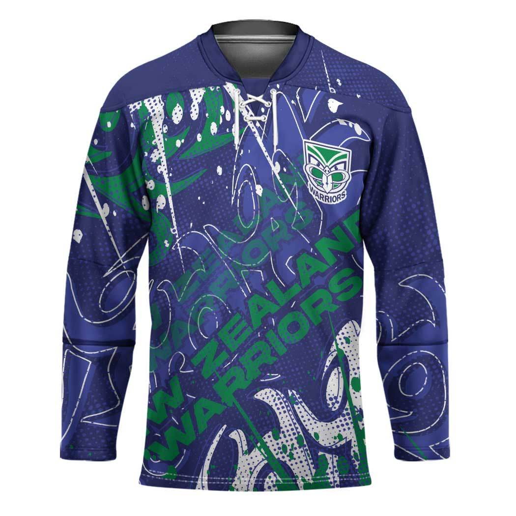Personalized New Zealand Warriors Rugby Hockey Jersey Urban Street Graffiti Style - Distressed Splatter Elements