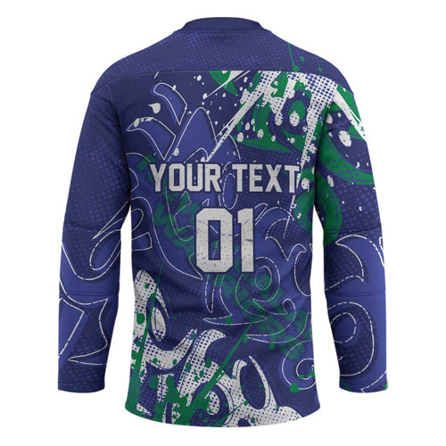 Personalized New Zealand Warriors Rugby Hockey Jersey Urban Street Graffiti Style - Distressed Splatter Elements