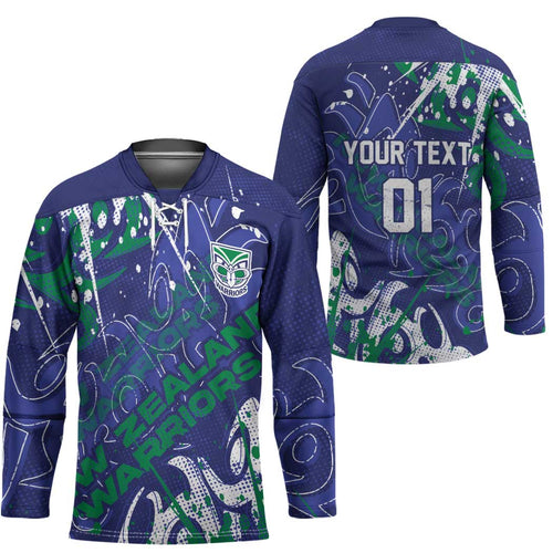 Personalized New Zealand Warriors Rugby Hockey Jersey Urban Street Graffiti Style - Distressed Splatter Elements