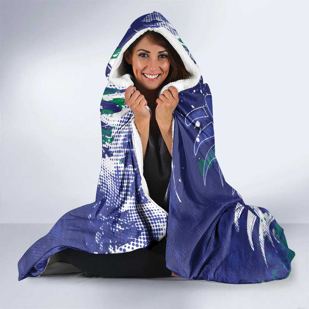 Personalized New Zealand Warriors Rugby Hooded Blanket Urban Street Graffiti Style - Distressed Splatter Elements