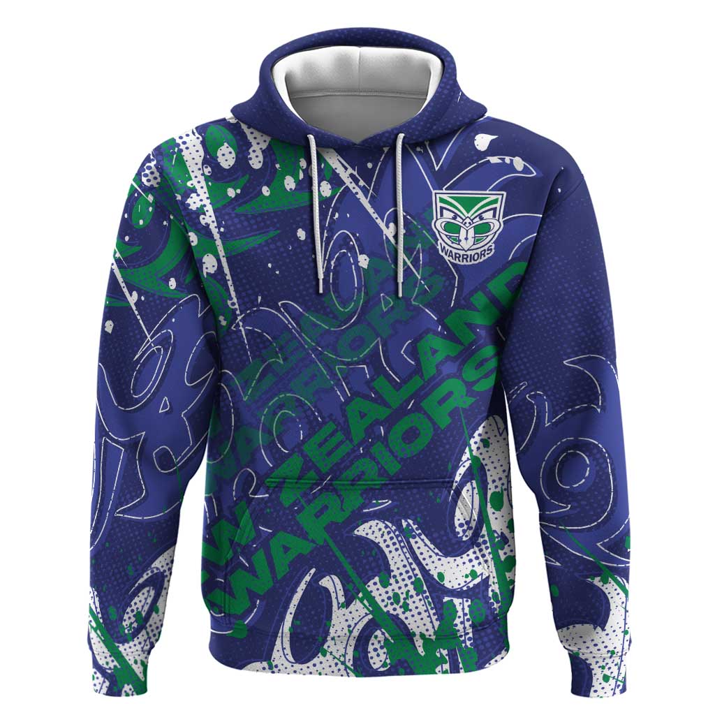 Personalized New Zealand Warriors Rugby Hoodie Urban Street Graffiti Style - Distressed Splatter Elements