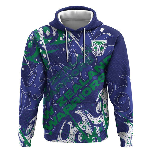 Personalized New Zealand Warriors Rugby Hoodie Urban Street Graffiti Style - Distressed Splatter Elements