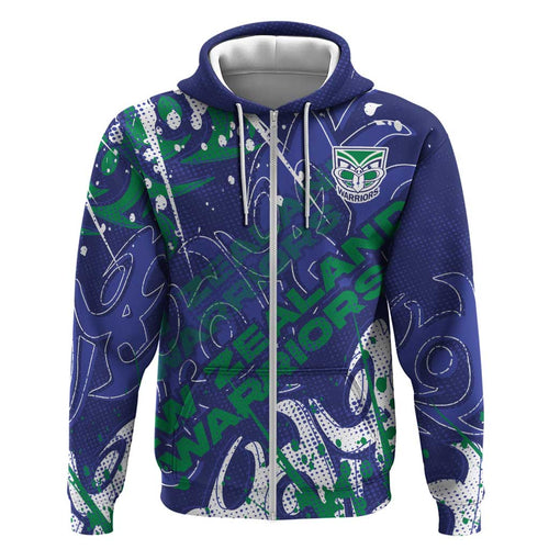 Personalized New Zealand Warriors Rugby Hoodie Urban Street Graffiti Style - Distressed Splatter Elements