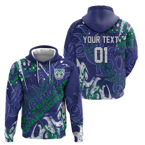 Personalized New Zealand Warriors Rugby Hoodie Urban Street Graffiti Style - Distressed Splatter Elements