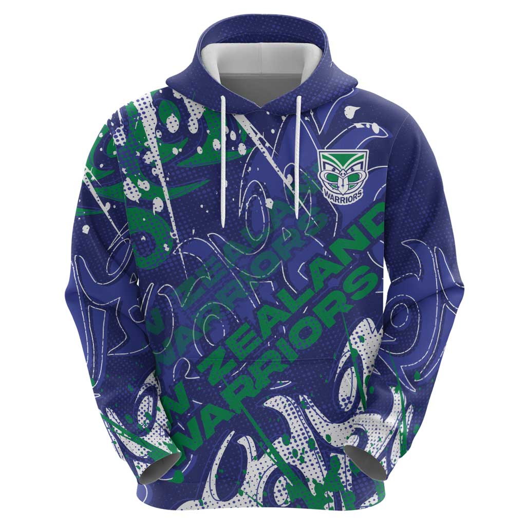 Personalized New Zealand Warriors Rugby Hoodie Urban Street Graffiti Style - Distressed Splatter Elements